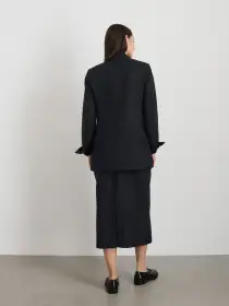 Soho Waisted Blazer In Linen Cotton(Black,XS)
