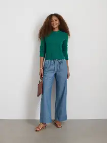 Michelle Crewneck Sweater in Cashmere(Kelly Green,XS)
