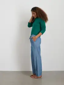 Michelle Crewneck Sweater in Cashmere(Kelly Green,XS)