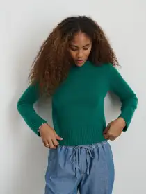 Michelle Crewneck Sweater in Cashmere(Kelly Green,XS)