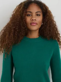 Michelle Crewneck Sweater in Cashmere(Kelly Green,XS)