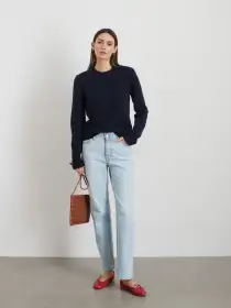 Michelle Crewneck Sweater in Cashmere(Navy,XS)