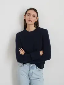 Michelle Crewneck Sweater in Cashmere(Navy,XS)