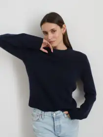 Michelle Crewneck Sweater in Cashmere(Navy,XS)