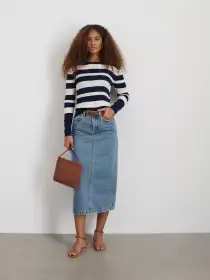 Ava Striped Sweater Tee(Navy/White,XS)