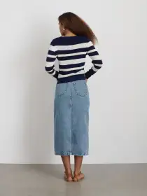 Ava Striped Sweater Tee(Navy/White,XS)