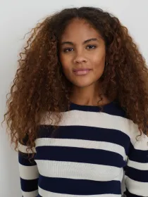 Ava Striped Sweater Tee(Navy/White,XS)