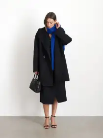 Double Breasted Coat In Cashmere(Black,2)