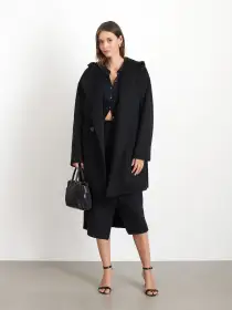 Double Breasted Coat In Cashmere(Black,2)
