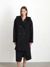 Double Breasted Coat In Cashmere(Black,2)