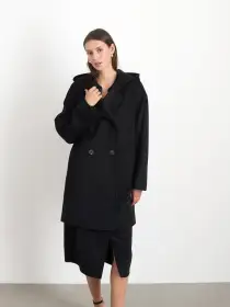 Double Breasted Coat In Cashmere(Black,2)