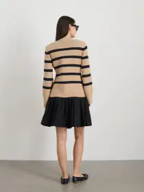 Provence Stripe Sweater Jacket In Cotton Cashmere(Cornsilk/Navy,XS)