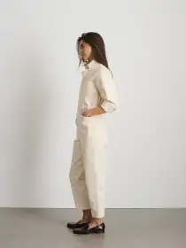 Standard Zip Jumpsuit in Herringbone(Off White,XS)