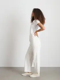 Lili Overall in White Denim(White,XS)