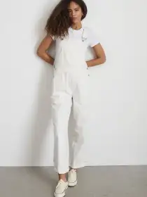 Lili Overall in White Denim(White,XS)