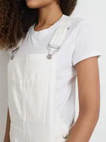 Lili Overall in White Denim(White,XS)