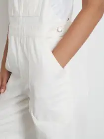 Lili Overall in White Denim(White,XS)