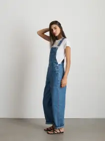 Lili Overall in Denim(Paris Medium Wash,XXS)