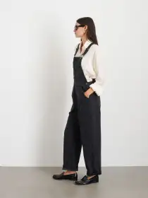 Lili Overall In Black Denim(Washed Black,XS)