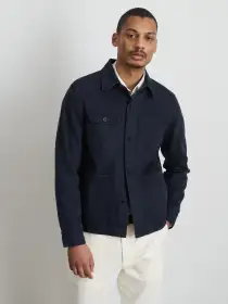 Garment Dyed Work Jacket in Recycled Denim(Dark Navy,XS)