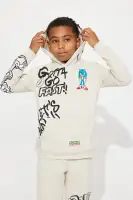 Mini Sonic Graffiti Embroidered Fleece Jogger Set(Sand,4/5)