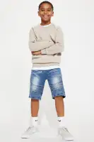 Mini Take A Knee Denim Shorts(Blue,4)