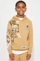 Mini Bart Graffiti Embroidered Fleece Jogger Set(Brown,4/5)