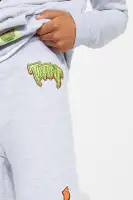 Mini TMNT Graffiti Embroidered Fleece Jogger Set(Heather Grey,4/5)