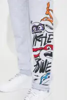 Mini TMNT Graffiti Embroidered Fleece Jogger Set(Heather Grey,4/5)