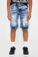 Mini Water Splash Moto Skinny Short(Blue Wash,4)
