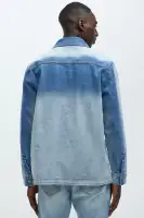 Sun Faded Denim Work Shirt(Light Wash,S)