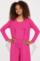 Mini Just Relax 3 Piece Ribbed Legging Set II(Fuchsia,4)