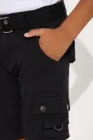 Mini Belted Poplin Cargo Shorts(Black,4)