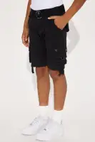 Mini Belted Poplin Cargo Shorts(Black,4)
