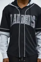 Raiders Clean Up Baseball Hoodie(Grey/Black,S)