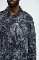 Grainy Tropics Knitted Button Down Shirt(Black/combo,S)