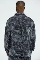 Grainy Tropics Knitted Button Down Shirt(Black/combo,S)