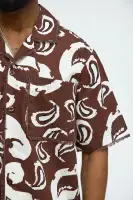 Paisley Print Frayed Shirt(Brown/combo,S)