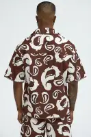 Paisley Print Frayed Shirt(Brown/combo,S)