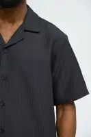 Tonal Tracks Jacquard Shirt(Black,S)