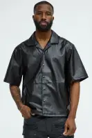 Slam Dunk Faux Leather Short Sleeve Button Up