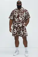 Paisley Print Frayed Shirt(Brown/combo,S)