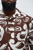 Paisley Print Frayed Shirt(Brown/combo,S)
