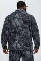 Grainy Tropics Knitted Button Down Shirt(Black/combo,S)