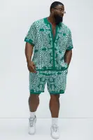 Ornate Jacquard Knitted Shirt(Green/combo,S)