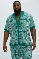 Ornate Jacquard Knitted Shirt(Green/combo,S)