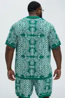 Ornate Jacquard Knitted Shirt(Green/combo,S)