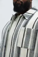 Chunky Weave Striped Oversized Shirt(Black/combo,S)