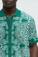 Ornate Jacquard Knitted Shirt(Green/combo,S)