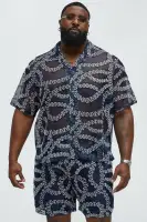 Embroidered Netting Shirt(Navy,S)